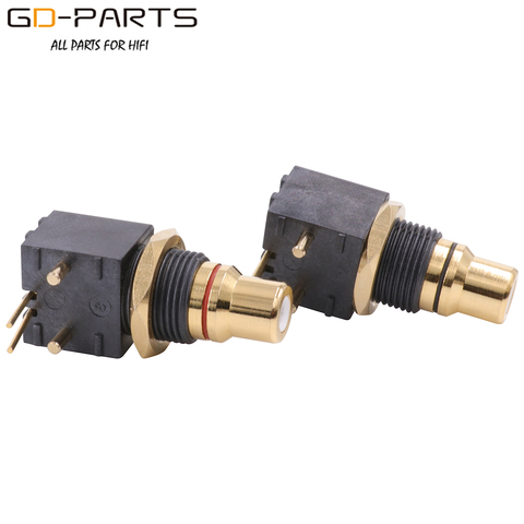 RCA Connector Plug 24K Gold Plated OFC Copper PTFE insulation For PCB mount Red Black 1Pair ► Photo 1/6