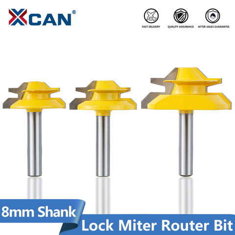 XCAN 45 Degree Lock Miter Router Bit Tenon Router Bit 8mm Shank For Woodworking Tools Carbide Router Bits Wood Milling Cutter ► Photo 1/6