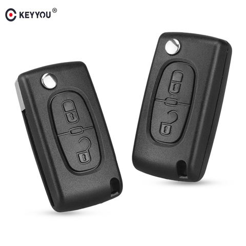 KEYYOU 2 Buttons Flip Folding Key Case Blank Shell For Peugeot 107 207 307 307S 308 407 607 2BT ► Photo 1/5