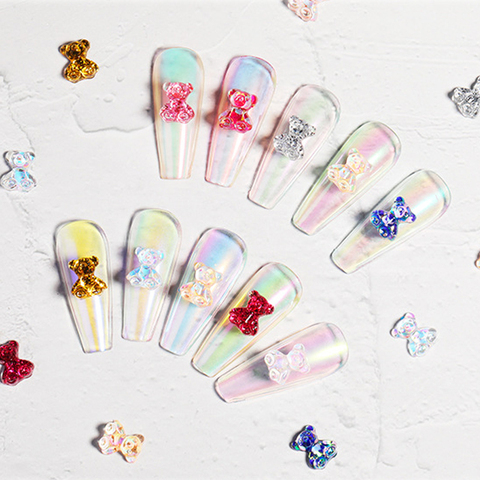 10pcs/pack Cute Gummy Bear Nail Art Decorations Charms 3D DIY Nail