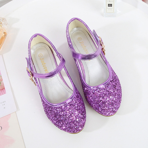 ULKNN Girls Purple  High Heels For Kids Princess RED Leather Shoe Footwear Children's Party Wedding Shoes Round Toe 1-3CM  ► Photo 1/6