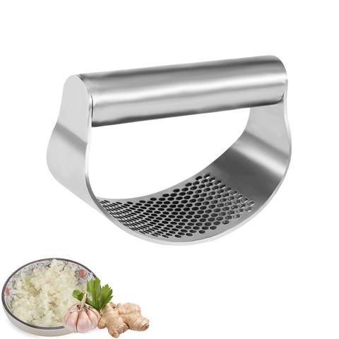 LMETJMA Garlic Press Rocker Stainless Steel Garlic Crusher Garlic Mincer Presses Ginger Press Squeezer Kitchen Gadgets KC0322 ► Photo 1/6