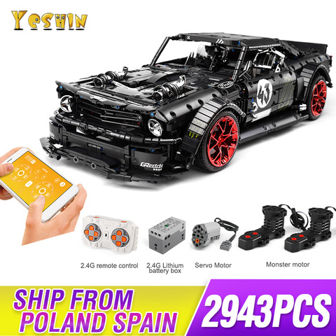 Mould King APP RC Bricks Ford Mustang Hoonicorn RTR V2 City Racing Car Model Kit Fit Technic MOC-22970 Building Blocks Kids Toys ► Photo 1/6