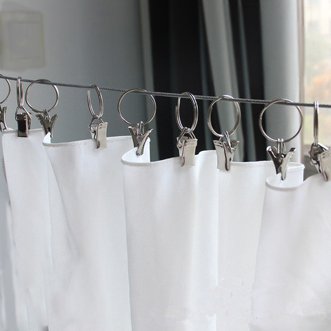 10pcs Stainless Steel Curtain Rod Clips Window Shower Curtain Rings Clamps Drapery Clips ► Photo 1/6
