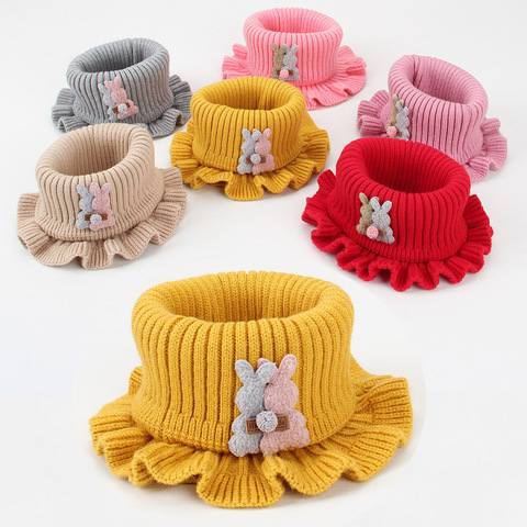 Spring Autumn Kids Neckerchief Solid Color Children Knit Wool O Ring Neck Collar Boy Girl Outdoor Protect Winter Warm Baby Scarf ► Photo 1/6