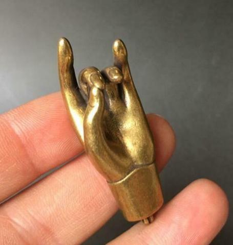 Chinese Pure Brass Solid Guanyin Buddha Hand Pendant ► Photo 1/5