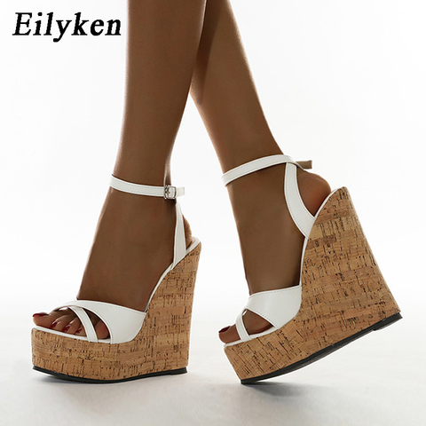 Eilyken 2022 New Summer New White Women's High Heels Sandals Platform Buckle Wedges Front Open Toe Ladies Shoes Size 35-42 ► Photo 1/6