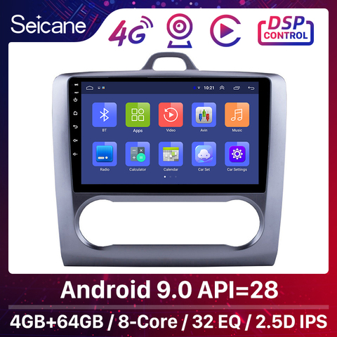 Seicane 2 DIN 9 Inch Android 9.0 GPS Navigation Touchscreen Quad-core Car Radio For 2004 2005 2006-2011 Ford Focus Exi AT ► Photo 1/6