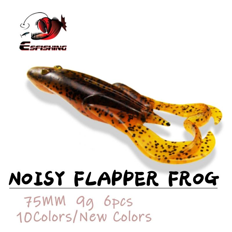 ESFISHING Frog Lure Noisy Flapper Frog 75mm 9g 6pcs Top Water Fishing Lures Spinner Soft Bait Isca Artificial Flash ► Photo 1/6