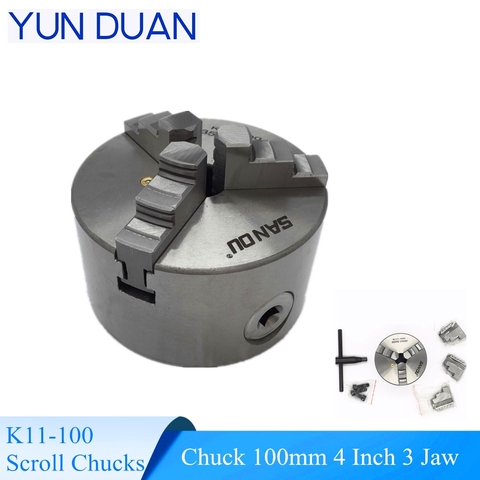 SANOU K11-100 Chuck 100mm 4 Inch 3 Jaw Self Centering Lathe Chuck  Metal Scroll Chucks for Drilling Milling Machine ► Photo 1/6