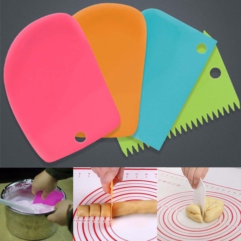 3pcs / Set Dough Cutter Cake Bread Slicer Baking Pasty Tools Scraper Cake Blade Silicone Spatula ► Photo 1/6