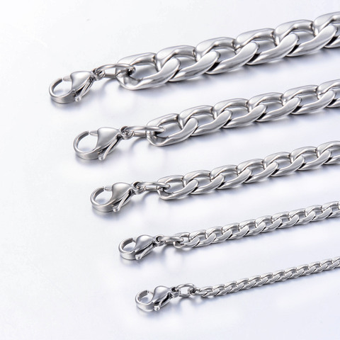 Stainless Steel Chain Men's Cuban Necklace 3mm-11.5mm Can Be Made In Various Widths Fashion Stainless Steel Jewelry ► Photo 1/5