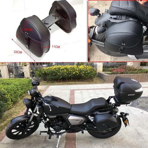 Motorcycle Bag Leather Saddle Bags 2pcs For Harley Sportster XL 883 XL 1200 Side Tool Bag Luggage alforjas para moto saddlebags ► Photo 1/6