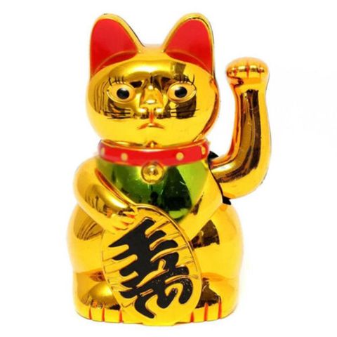 Gold Maneki Neko Cute Lucky Cat Electric Craft Art Home Shop Hotel E7CB ► Photo 1/5