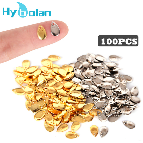 100pcs fly Fishing lure Sequin Noise Silver Gold Metal Copper Spoon Spinner Lure Tackle Willow Blades Smooth DIY Not Hurt Line ► Photo 1/6