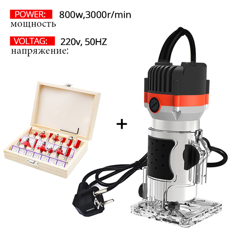 800w 30000rpm Wood Router Tool Combo Kit Electric Woodworking Machines Power Carpentry Manual Trimmer Tools With Milling Cutter ► Photo 1/6