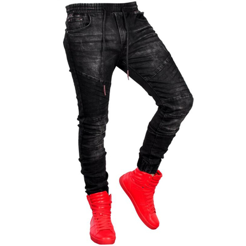 2022 Men Stylish Ripped Jeans Pants Biker Skinny Slim Straight Frayed Denim Trousers New Fashion skinny jeans men Clothes Black ► Photo 1/5