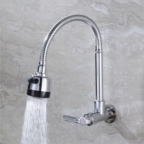 Kitchen Faucet Wall Mounted SinK Tap Rotatable Cold Water Tap Single Lever Flexible Pipe Household Bathroom Wash Basin Faucet ► Photo 1/6