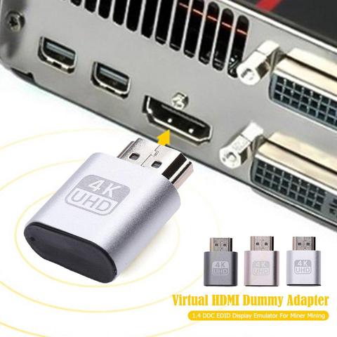 HDMI Virtual Display Adapter 1.4 DDC EDID Dummy Plug Lock Graphics Card GPU Rig Emulator Simulator for Bitcoin BTC Mining Miner ► Photo 1/6