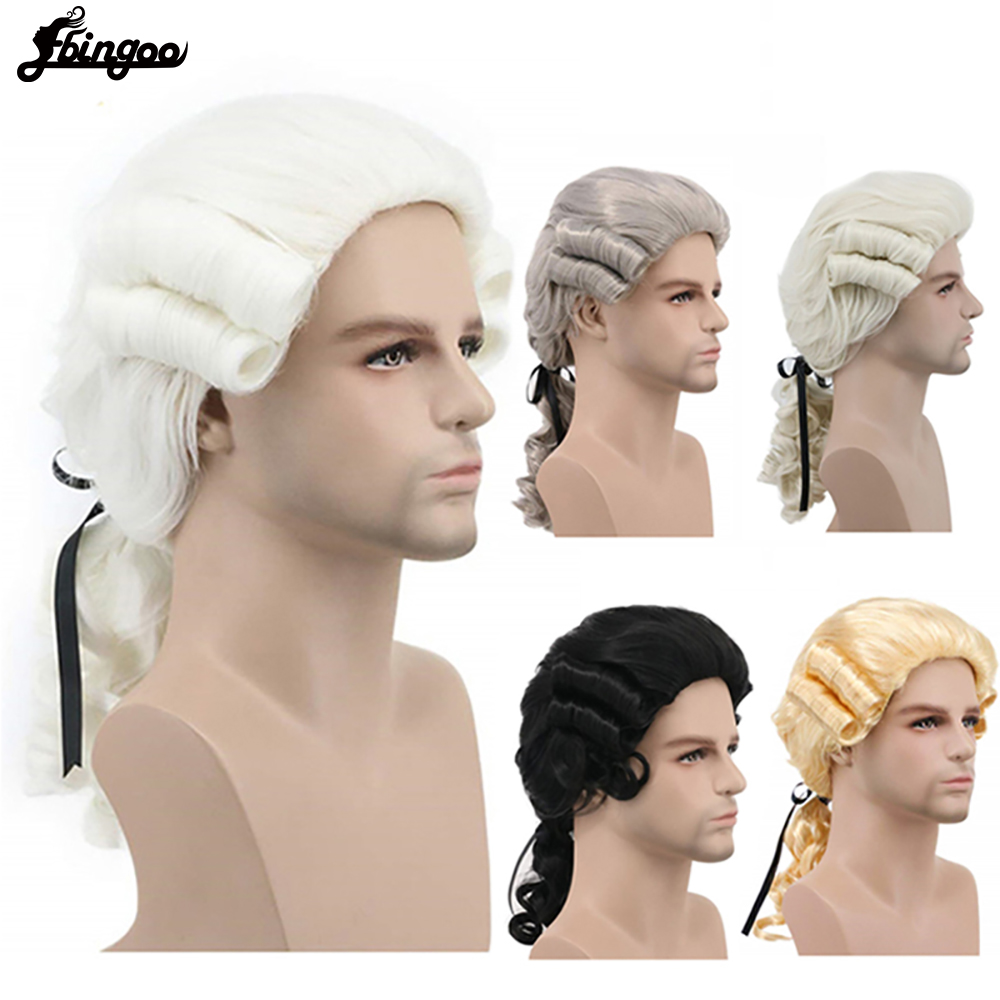 Lawyer Judge Cosplay Wigs Short Blonde Curly Wigs Synthetic Fiber