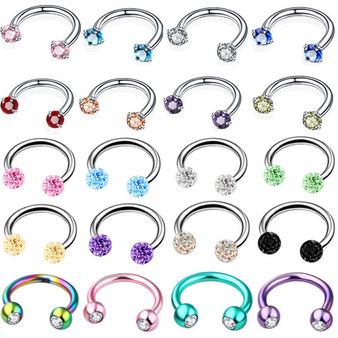 1/2PCS Stainless Steel Crystal Horseshoe Piercing Septum Ring Cartailage Piercing Earring Helix Horseshoe Nose Ring Daith Hoop ► Photo 1/6