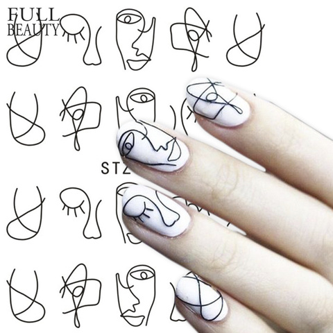 Full Beauty 1 Sheet Nail Water Sticker DIY Black Abstract Image Nail Art Paper Decoration Manicure Style Tool CHSTZ651-53 ► Photo 1/6