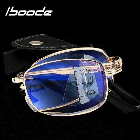 iboode Folding Progressive Reading Glasses Men Women Multifocal Metal Foldable Presbyopic Glasses Diopter +1.0 1.50 2.0 2.5 3.0 ► Photo 1/6