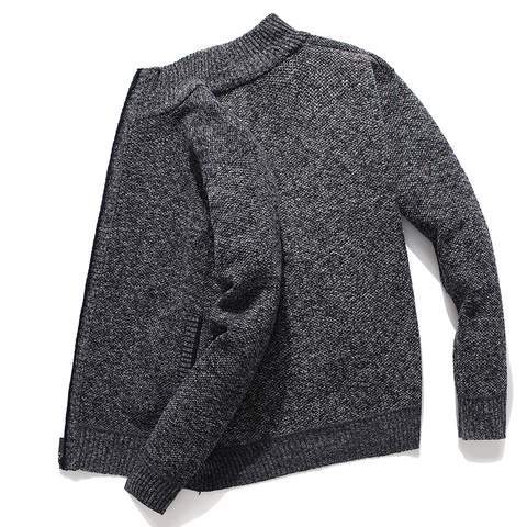 2022 Winter Mens Solid Cardigan Sweater Casual Zipper Knitted Sweater for Man Stand Collar Thick Male Coat Full Cardigan Homme ► Photo 1/6
