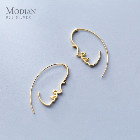 Modian Exquisite Stylish Geometric Face Design Drop Earrings 925 Sterling Silver Unique Dangle Earring For Women Fine Jewelry ► Photo 1/5