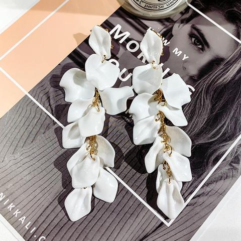 XIYANIKE 2022 New Long Tassel Rose Flower Petals Dangle Earrings Women Fashion Exaggerated Pearl Zircon Drop Earrings Jewelry ► Photo 1/6