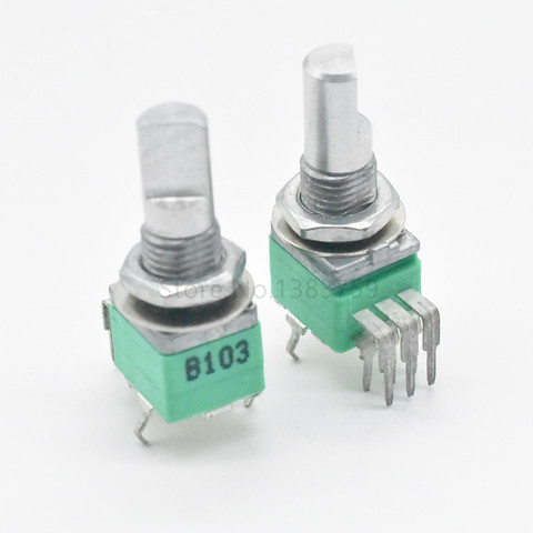 097 stereo channel potentiometer with stepping vertical B103K B10K half-axis bent foot 6 feet volume adjustment potentiometer ► Photo 1/6