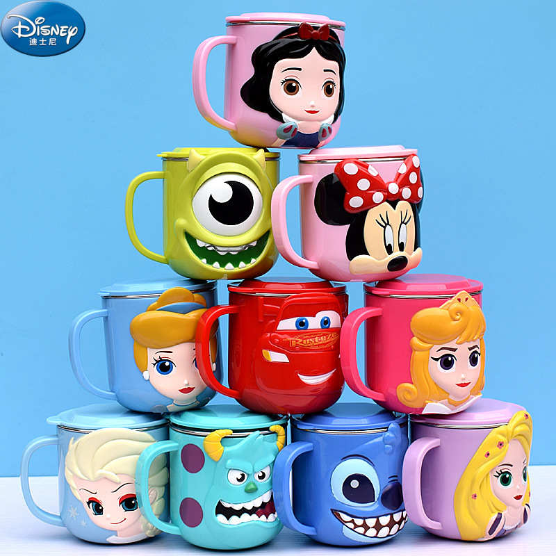 Disney Mickey Mouse Cartoon cups With straw kids snow White Captain America  Sport Bottles girls Princess Sophia Feeding cups - Price history & Review