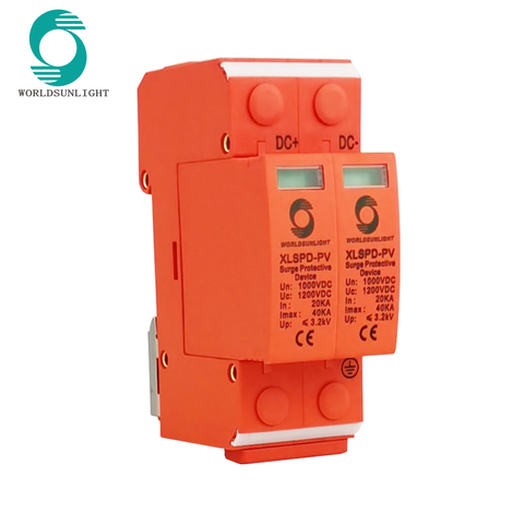 Worldsunlight DC SPD 20KA~40KA 1000VDC 2P House Surge Protector protection Protective Low-voltage Arrester Device ► Photo 1/3