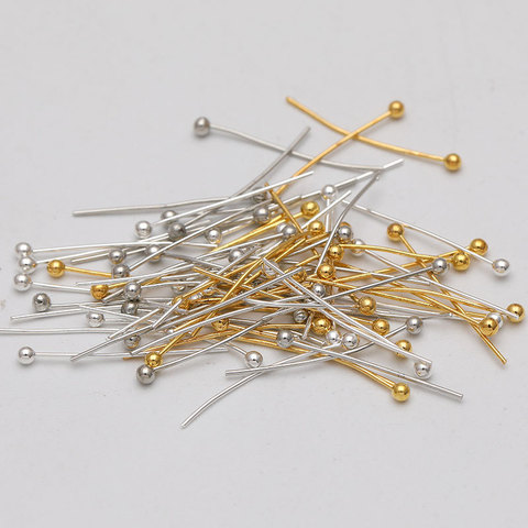 200pcs/lot Length 15 18 20 22 25 30 mm Metal Ball Head Pins Gold Silver Antique Bronze Head Pins For Diy Jewelry Making Findings ► Photo 1/6