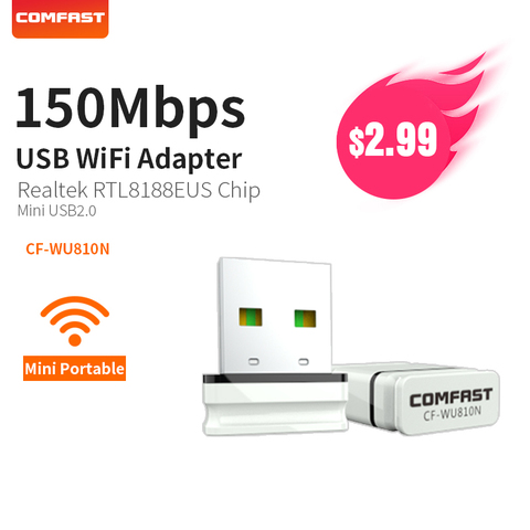 COMFAST Wifi Adapter 150mbps Mini Access Points Wireless Wifi Network Card Usb Antenna Dongle Windows XP 7 8 10 Mac OS CF-WU810N ► Photo 1/6