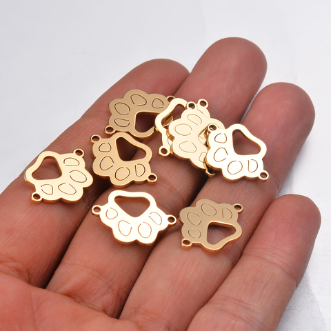 10 pcs Stainless Steel Bracelet Connector Charms Animal Paw DIY Jewelry Findings Bangle Connector Accessory 2 Holes DIY Charm ► Photo 1/4