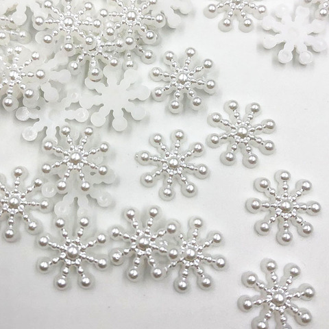 50pcs 14MM White color Pearl Resin Snowflake Flatbacks Embellishments DIY Phone Christmas Decorations Scrapbooking Crafts ► Photo 1/1