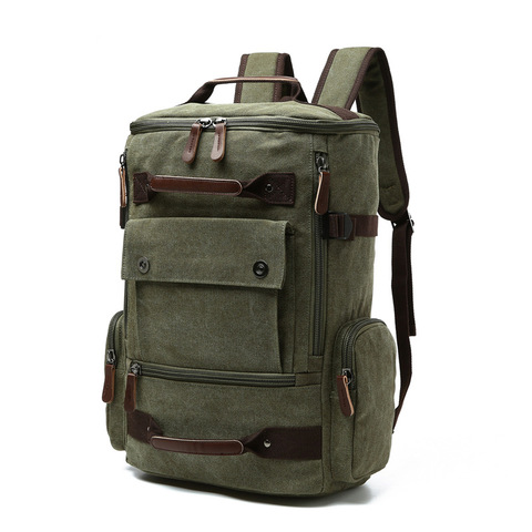 Simple men's backpack large capacity multifunctional retro canvas knapsack fashion travel rucksack computer school bags ► Photo 1/6