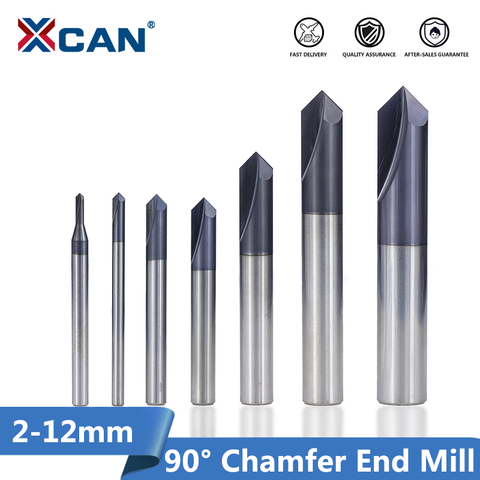 XCAN 1pc 90 Degrees Chamfer End Mill 2-12mm 2 Flute Chamfer Cutter Chamfer Router Bit Carbide End Mill ► Photo 1/6