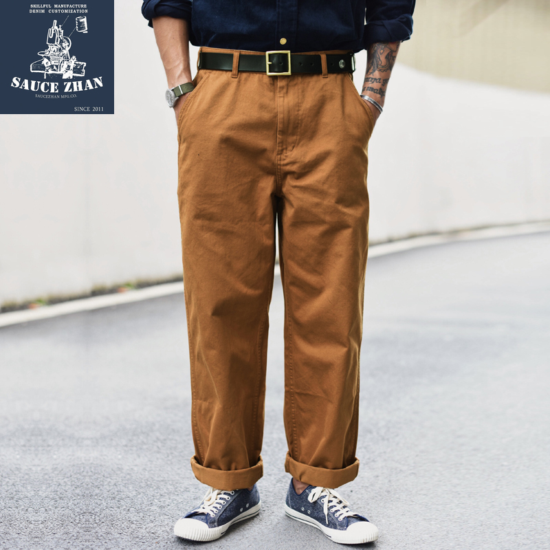Men's Gurkha Pants Vintage Army Military Trouser Straight Khaki Olive Bottom New