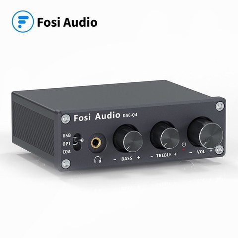 Fosi Audio Q4 - Mini Stereo Gaming DAC & Headphone Amplifier Audio Converter Adapter for Home/Desktop Powered/Active Speakers ► Photo 1/6