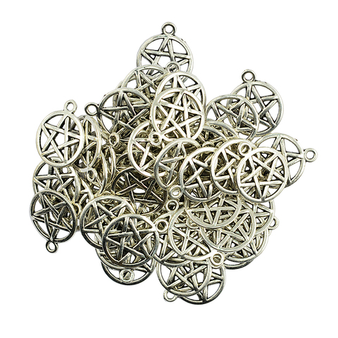 50 Pieces Alloy Necklace Pendant Round Star Pentacle Charms Connectors Handmade DIY Jewelry Crafts ► Photo 1/6