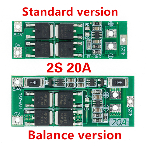 2S 20A 7.4V 8.4V 18650 Lithium battery protection board/BMS board standard/balance ► Photo 1/6