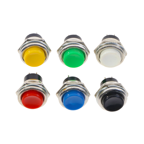 Momentary SPST NO Round  Push Button Switch 16mm Red/Yellow/Blue/Green/White 6A/125VAC 3A/250VAC ► Photo 1/6