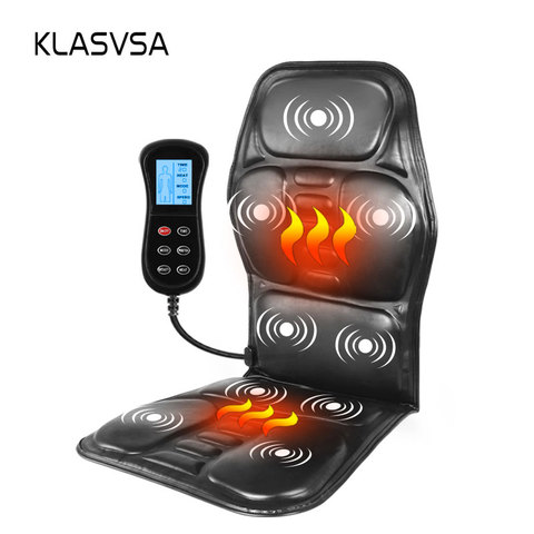 KLASVSA Electric Portable Heating Vibrating Back Massager Chair In Cussion Car Home Office Lumbar Neck Mattress Pain Relief ► Photo 1/6