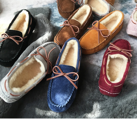 2022 Shoes Women Winter Women Flat Shoes Casual Loafers Slip On Women's Fur Flats Shoes bowknot Moccasins Lady dropshipping ► Photo 1/6