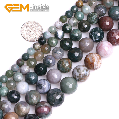 Natural Stone Indian Agates Faceted/Smooth Round Loose Beads For Jewelry Making DIY Bracelet Necklace Strand 15 Inches Wholesale ► Photo 1/6