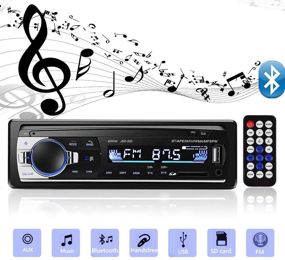 Car Audio Stereo In-Dash FM Aux Input Receiver w/ SD USB MP3 Radio Player Remote 