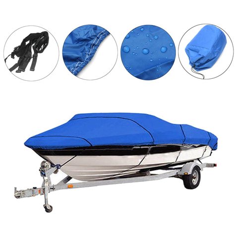 1 Pcs Blue Universal Heavy Duty Fishing Ski Boat Cover For 11-13' 14-16' 17-19' 20-22' V-Hull Waterproof ► Photo 1/6