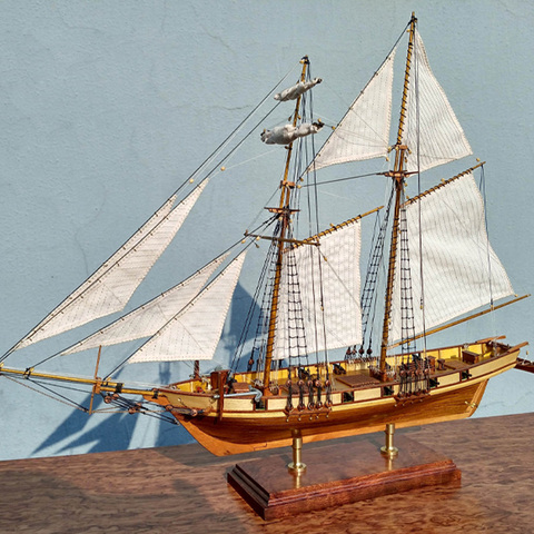 New Scale 1/96 Laser-cut Classics Antique Wooden sailboat Model kit: The HARVEY 1847 ship model kits ► Photo 1/6